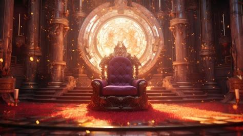 Premium Ai Image A Throne In A Castle With A Large Fire In The Background