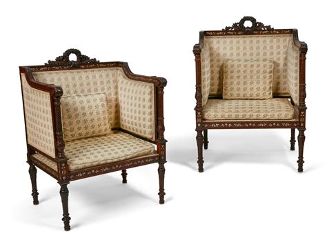 Lot A Pair Of Herter Brothers Brass And Shell Inlaid Hardwood