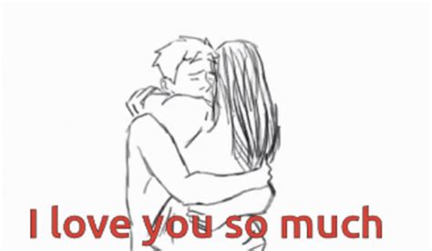 a drawing of two people hugging each other with the words i love you so ...