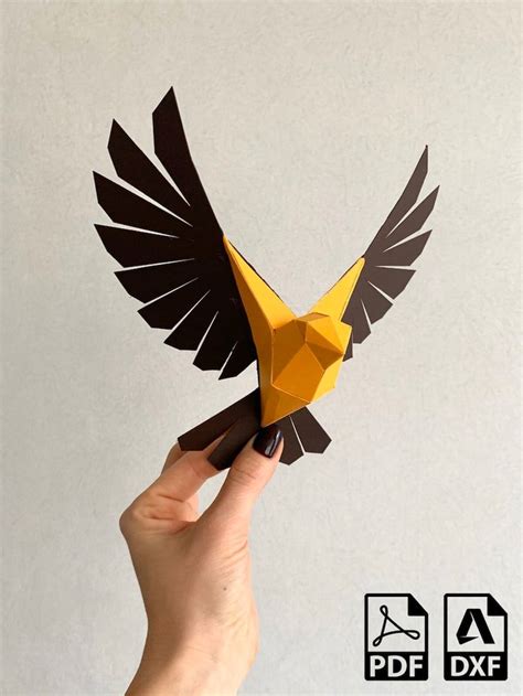 Sparrow Make Your Own Low Poly Bird On Fly Geometric Bird Paper