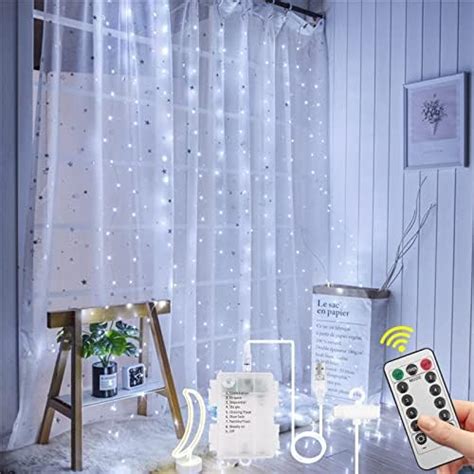 Aomig Led Curtain Lights 3m×3m 300led Curtain Fairy Lights 8 Modes