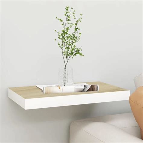 RAI Étagère murale flottante Chêne et blanc 50x23x3 8 cm MDF 10698