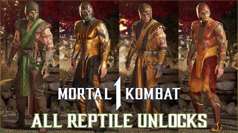 Mortal Kombat All Reptile Skins And Mastery Rewards Unlocked Youtube