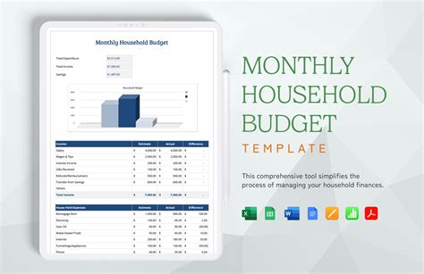 Monthly Household Budget Template In Google Docs Word Apple Pages