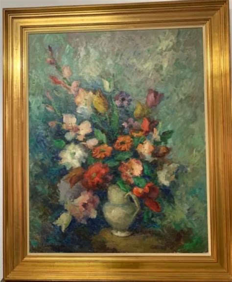 Tableau Ancien Huile Bouquet Fleurs Nature Morte Impressionniste Xx Me