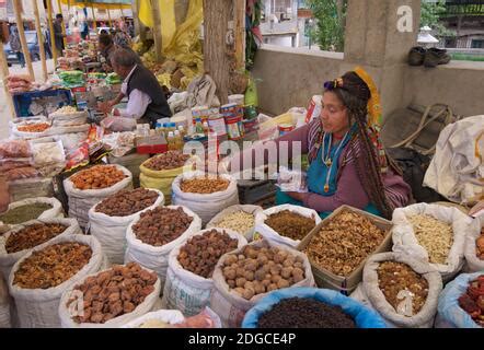 Friendly Ladakhi Market Vendor Selling Nuts From His Stall Leh Ladakh