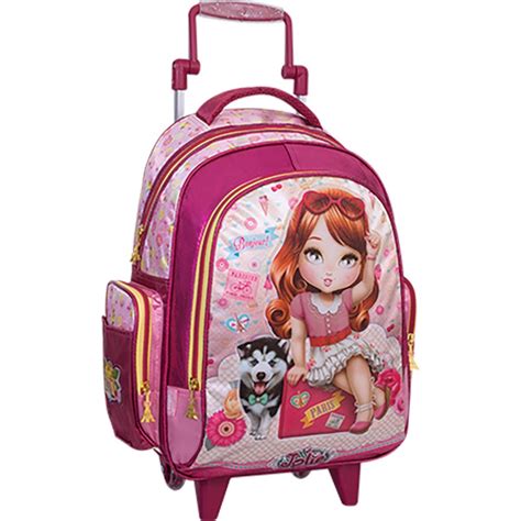 Mochila De Rodinhas Infantil Grande Jolie Ruiva Top