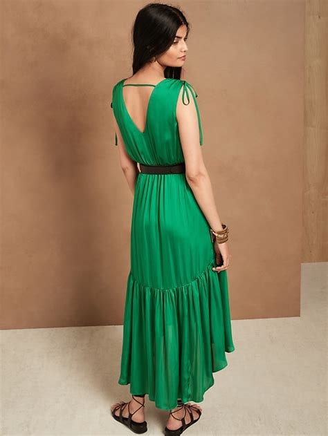 Satin Ruched Maxi Dress Banana Republic