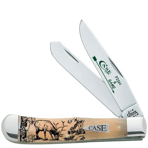 Wr Case Xx Pocket Knife 22457 Fish And Game Natural Smooth Bone Trapper