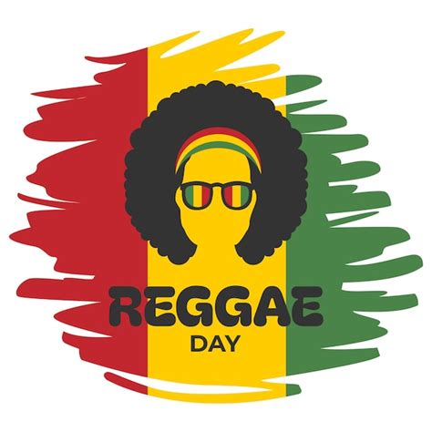 Silueta De Un Hombre Con Cabello Afro Día Internacional Del Reggae El 1 De Julio Celebración De