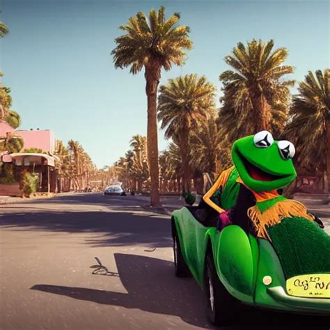 Illustration Of Kermit The Frog Driving In Marrakech Stable