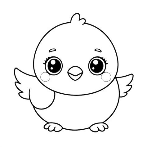 Dibujo para colorear de pollito para niños Vector Premium