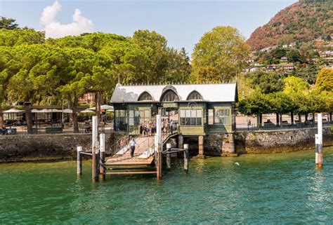 The Pier Of The Picturesque Village Cernobbio With Tourists Are Waiting