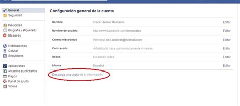 Cómo descargar toda la información de tu perfil de Facebook Blog