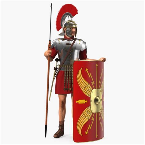 Roman Legionnaire Standing With Scutum And Pilum Fur1 3d Model 149