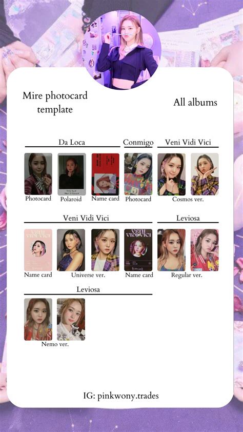 Tri Be Mire Photocard Template All Albums