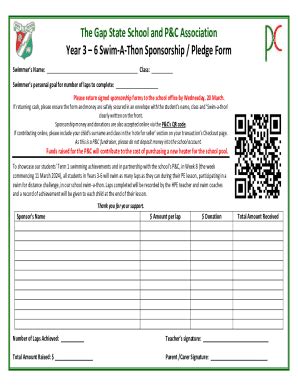 Fillable Online Swim A Thon Pledge Sheet Fax Email Print PdfFiller