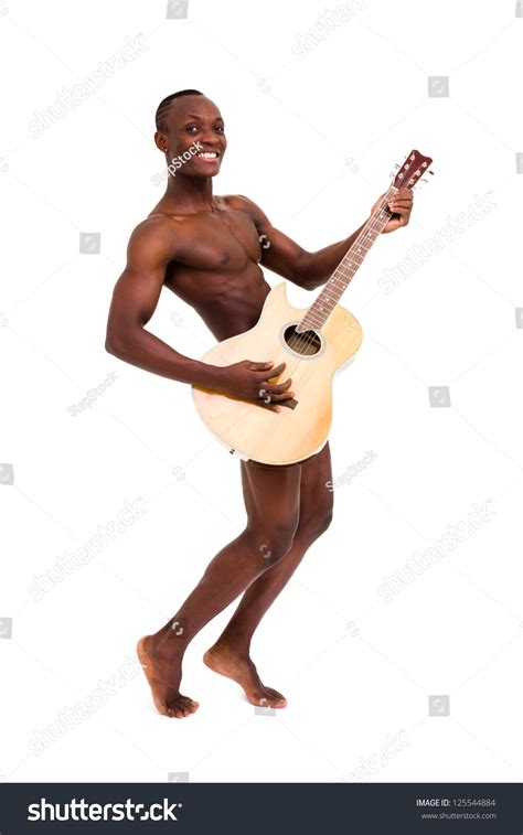 Smiling Naked Man Guitar Posing On Stock Photo Edit Now 125544884