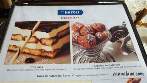 Changes to Via Napoli Dessert Menu - Zannaland