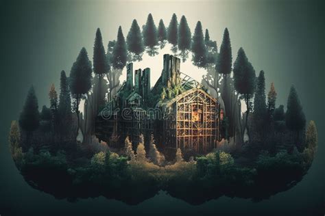 A Forest In The Shape Of A Factory Created With Generative Ai