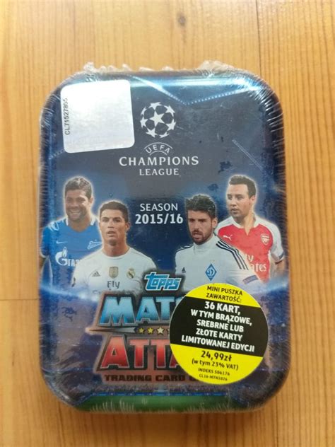 Karty piłkarskie champions league match attax 15 16 panini puszka box