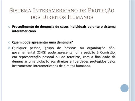 PPT Sistema Interamericano de ProteÃÃo dos Direitos Humanos