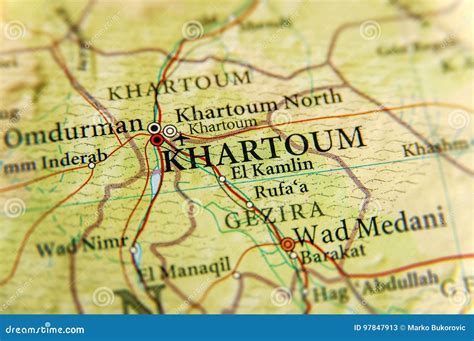 Geographic Map of Sudan with Capital City Khartoum Stock Image - Image ...