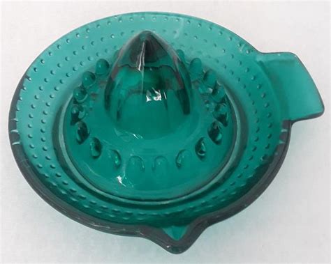 Vintage Bluegreen Glass Juicer Etsy Green Glass Blue Teapot Glass
