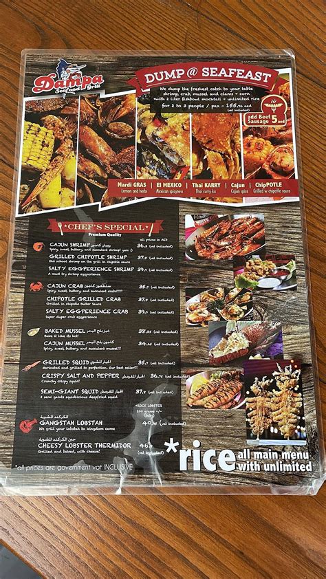 Menu At Dampa Seafood Grill Dubai Restaurant Dubai Baniyas Rd