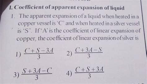 Coefficient Of Apparent Expansion Of Liquid 1 The Apparent Expansion Of