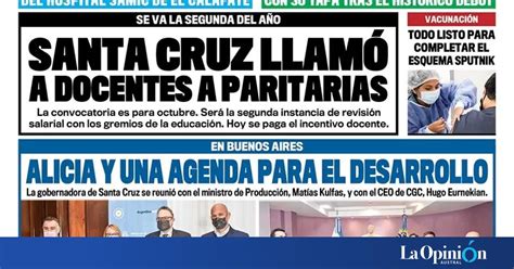 Diario La Opinión Austral tapa edición impresa del 10 de agosto de 2021 ... 