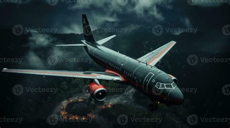 Black passenger private jet flying in the night sky. 32434224 Stock ...