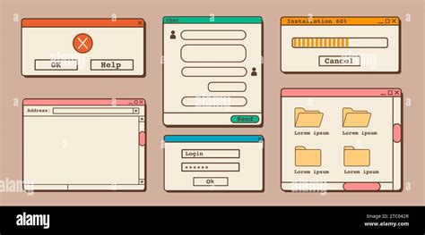 Vector Set Of S Old Computer User Interface Elements Nostalgic Retro