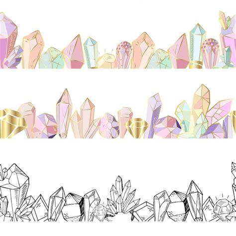 Seamless Decorative Borders Crystals And Gems Premium Vector