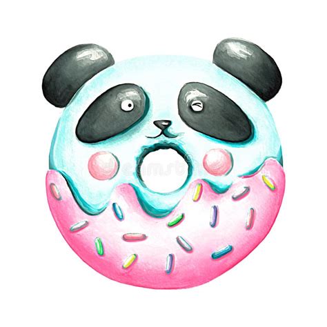 Panda donut stock illustration. Illustration of drawing - 107524443