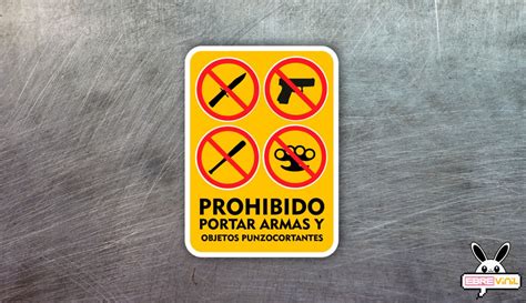 Vinilo Adhesivo PROHIBIDO PORTAR ARMAS Y OBJETOS CORTOPUNZANTES 08362