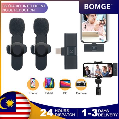 Stock In Malaysia Bomge Pcphonecamera Microphone Wireless Lapel