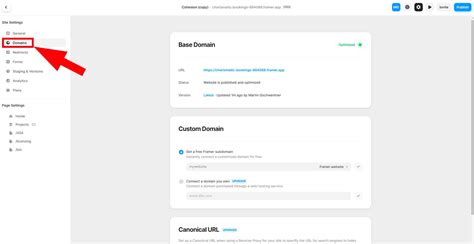 how to change framer site name