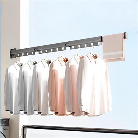 Tendoir Linge Extensible Mural Avec Porte Serviettes Peu Encombrant