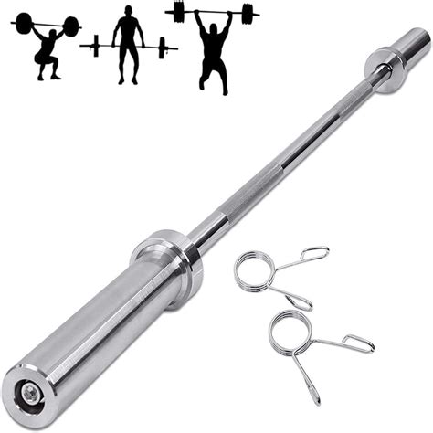 Nisorpa 4ft Solid Chrome Olympic Barbell Bar With Standard Clamps