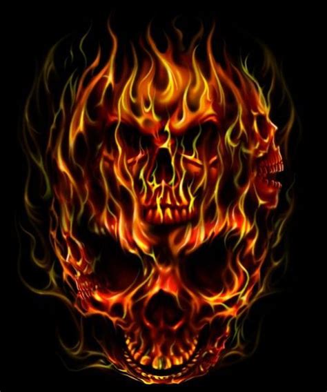 Flaming Skull Tattoo Drawing