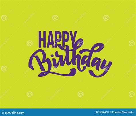 Happy Birthday Hand Lettering Text Brush Ink Calligraphy Vector Type