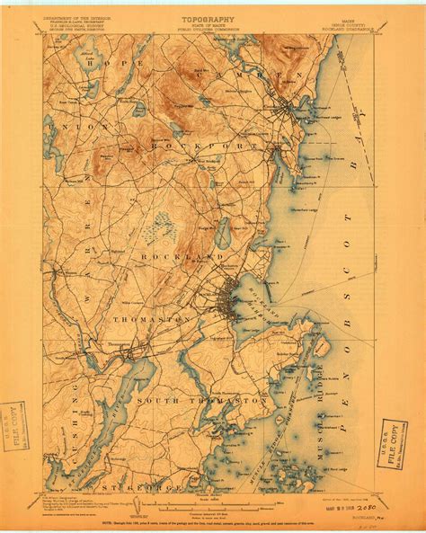 Rockland Maine 1906 1918 USGS Old Topo Map Reprint 15x15 ME Quad