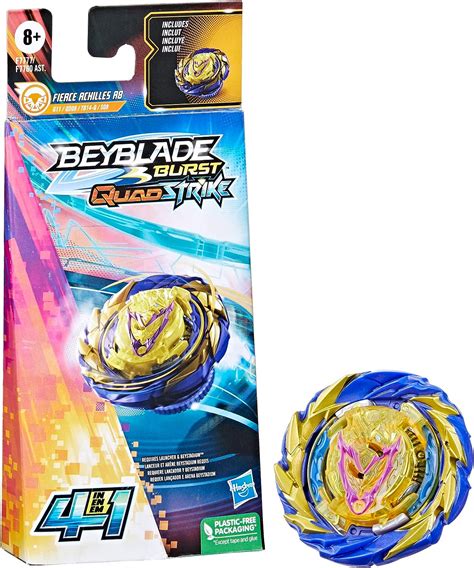 Beyblade Burst Quadstrike Fierce Achilles A8 Spinning Top Single Pack Stamina Type Battling