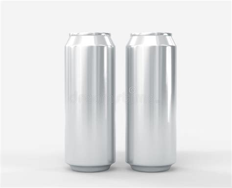 Tin Cans For Beer Or Soda In Plastic Wrap Front And Angle View