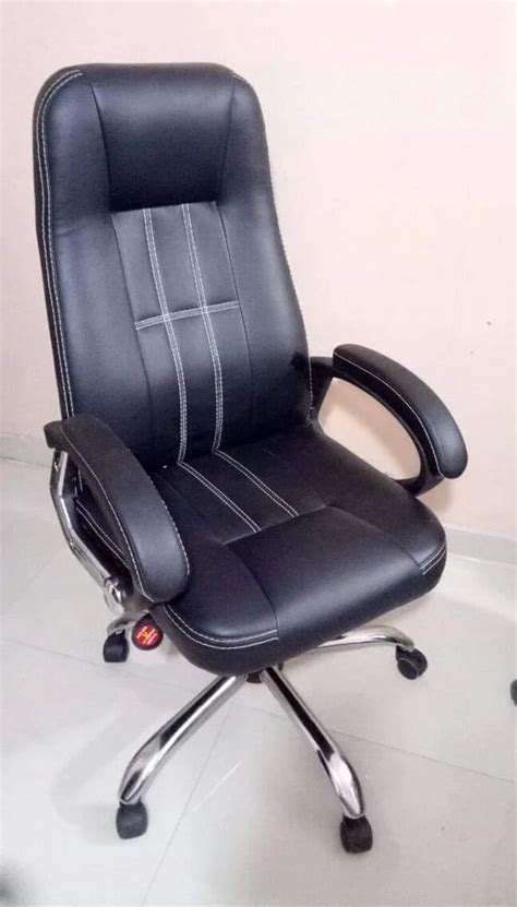 Rexine High Back Inch Black Revolving Boss Office Chair Fixed Arm