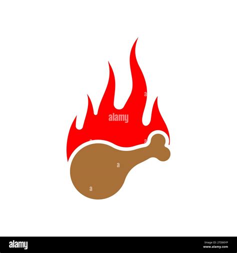 Fiery Chicken Food Sign Icon Hot Fast Food Symbol Fiery Food Street