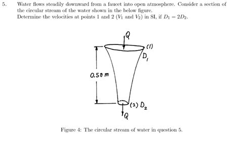 Solved Water Flows Steadily Downward From A Faucet Into Open Chegg