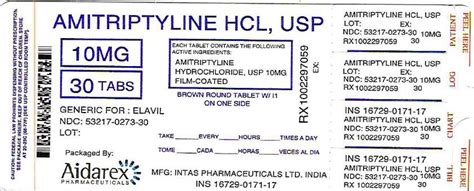Amitriptyline Fda Prescribing Information Side Effects And Uses