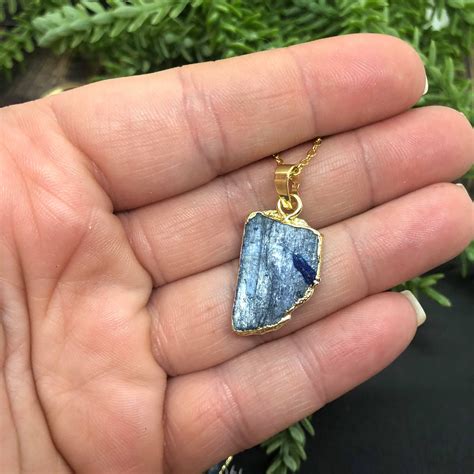 Blue Kyanite Necklace Raw Kyanite Pendant Healing Crystal Etsy